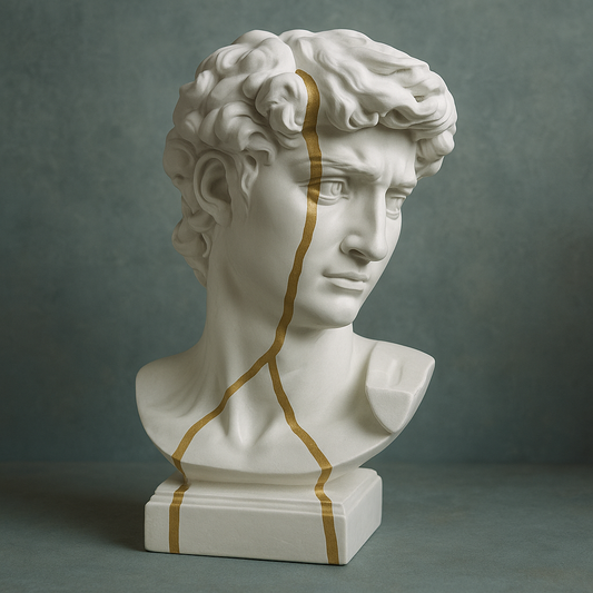 Elegant White Kintsugi Bust Sculpture - Modern Classical Art Home Decor