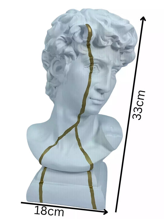 Elegant White Kintsugi Bust Sculpture - Modern Classical Art Home Decor