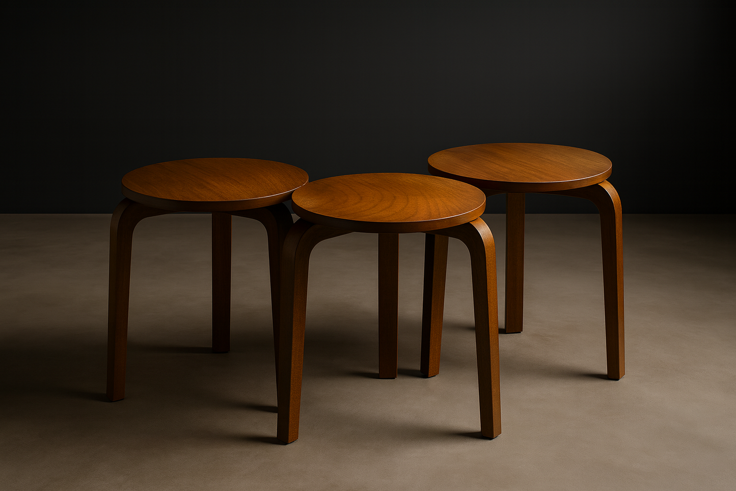 Wooden Round Stools – Set of 3