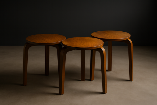 Wooden Round Stools – Set of 3